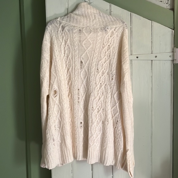 Distressed Free People tunic turtleneck sweater - Picture 2 of 6